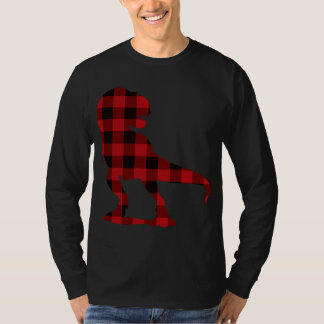 Camiseta Pajamas de T Rex Plaid Red Buffalo Dinosaur Navida