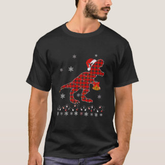 Camiseta Pajamas de T Rex Plaid Red Buffalo Dinosaur Navida