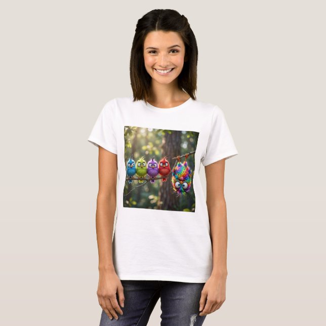 Camiseta Pajaritos Esponjosos Coloridos (Anverso completo)