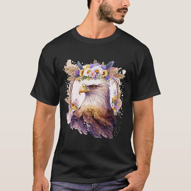 Camiseta Pájaro Águila De Prey Flower Crown Aves Florales (Anverso)