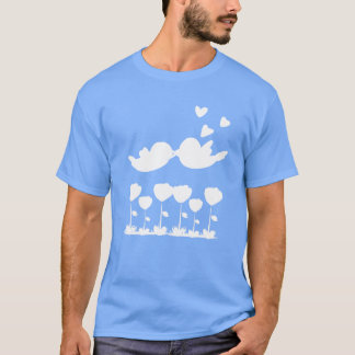 Camiseta pájaro amor animales naturaleza flores familia