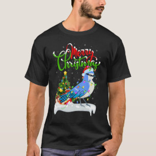 Camiseta Pájaro arrendajo azul decoración de Navidad Santa 