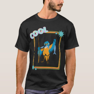 Camiseta Pájaro azul captura peces.