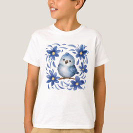 Camiseta Pájaro azul con flores