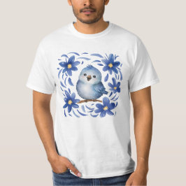 Camiseta Pájaro azul con flores