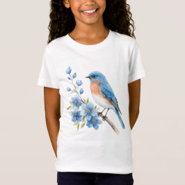 Camiseta Pájaro azul con flores azules