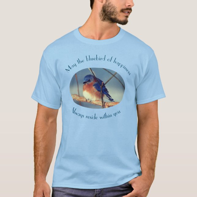 Camiseta Pájaro Azul De La Felicidad Inspirador (Anverso)