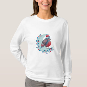Camiseta Pájaro azul del navidad de la acuarela en la luna