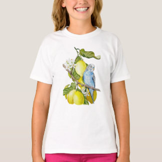 Camiseta Pájaro Azul Entre Granadas Botánico Acuarela