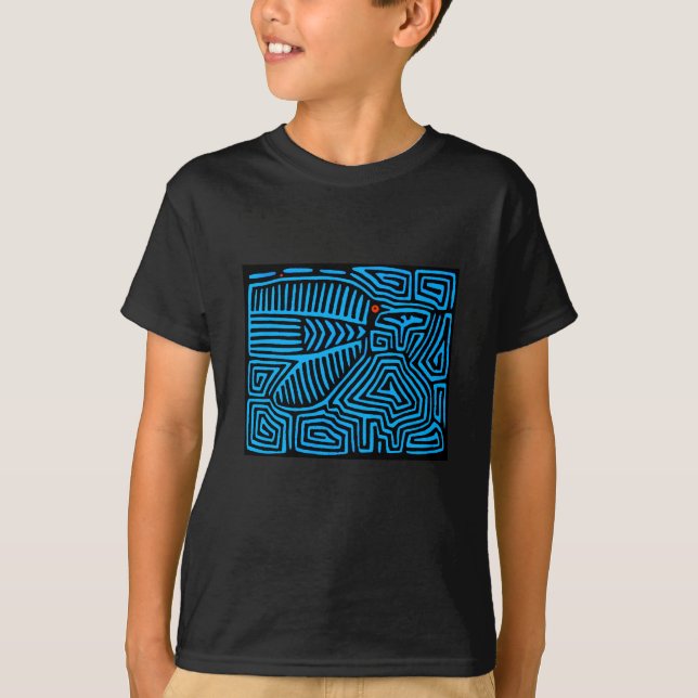Camiseta Pájaro Azul Kuna Indio (Anverso)
