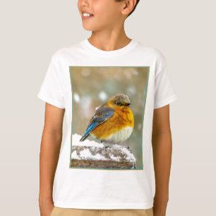 Camiseta Pájaro azul oriental en nieve - Fotografía origina