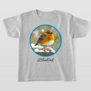 Camiseta Pájaro azul oriental en nieve - Fotografía origina