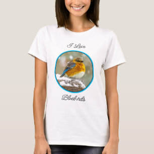 Camiseta Pájaro azul oriental en nieve - Fotografía origina