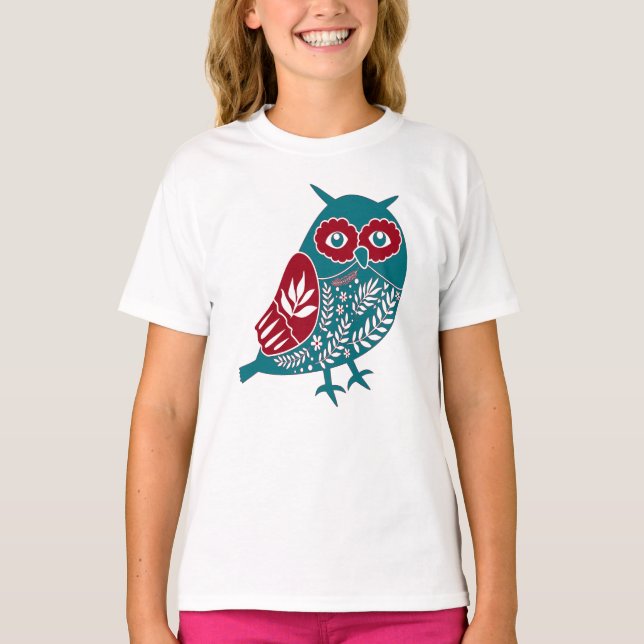Camiseta Pájaro azul rojo vintage (Anverso)