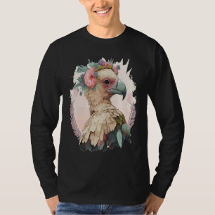 Camiseta Pájaro Buitre Lindo Corona de Flor Floral Aves Sil
