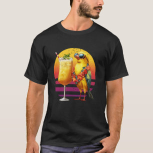 Camiseta Pájaro Canario Con Cóctel Hawaiano Retro Verano Va