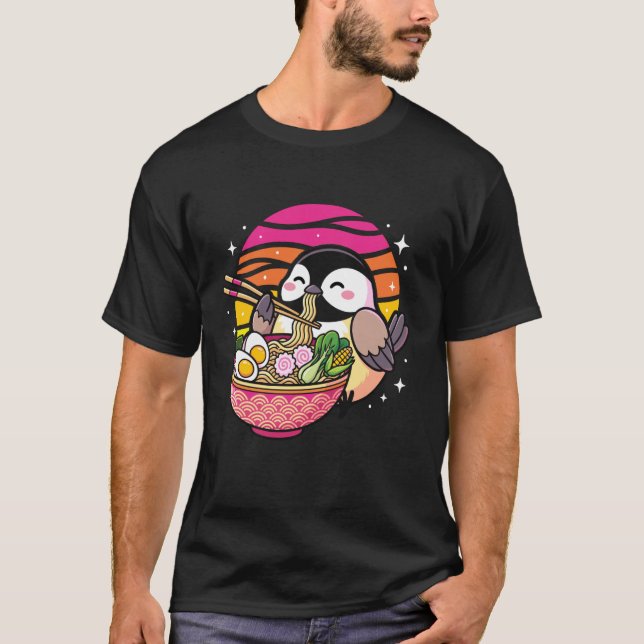 Camiseta Pájaro carbonero comiendo ramen (Anverso)