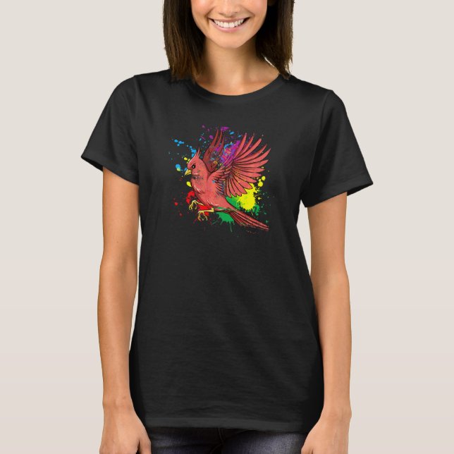 Camiseta Pájaro Cardenal Salpicadura Voladora (Anverso)