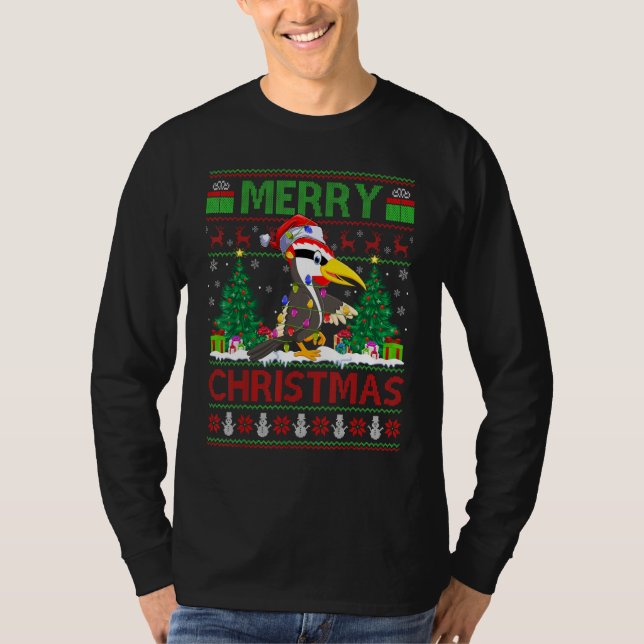 Camiseta Pájaro Carpintero Árbol de Navidad Feo Carpintero  (Anverso)