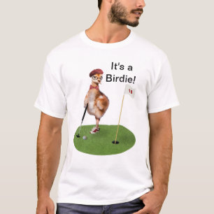 Camiseta Pájaro chistoso que juega al golf, texto adaptabl