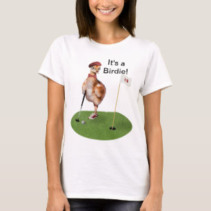 Camiseta Pájaro chistoso que juega al golf, texto adaptabl