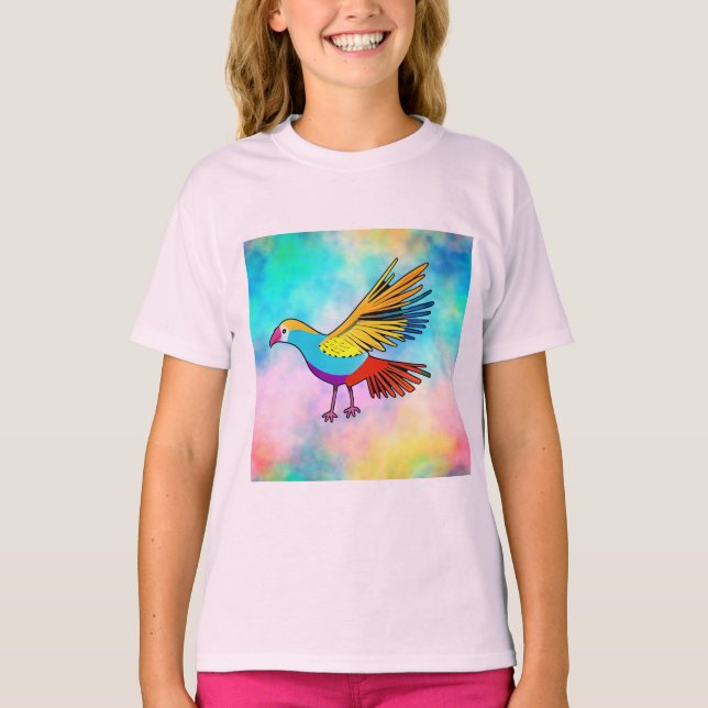 Camiseta Pájaro Colorido con Alas Extendidas (Anverso)