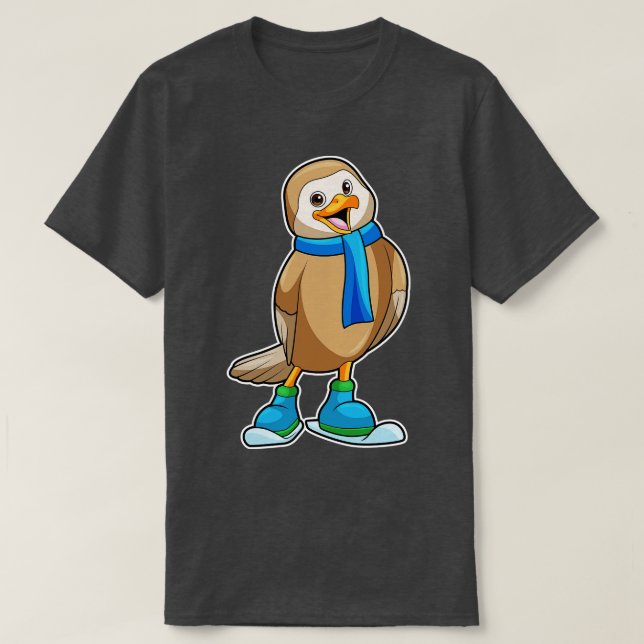 Camiseta Pájaro como esquiador con escarfa (Diseño del anverso)