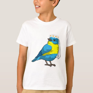 Camiseta Pájaro como Novia con Corona de flores