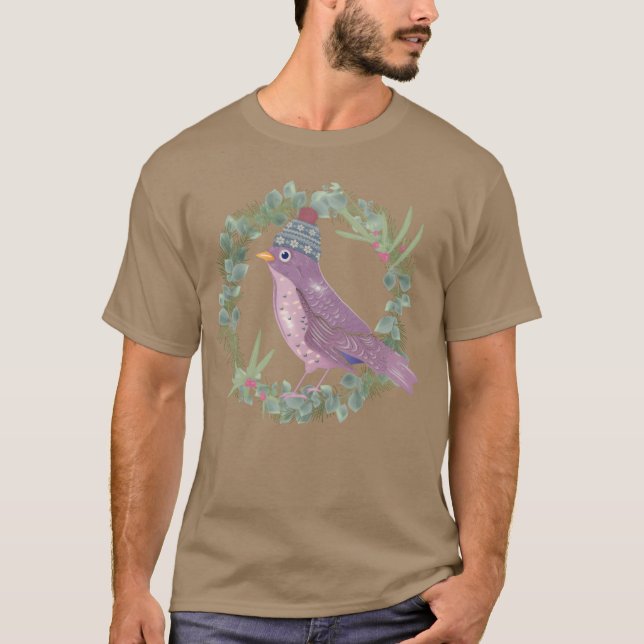 Camiseta Pájaro con mistletoe eucalipto en frito de inviern (Anverso)
