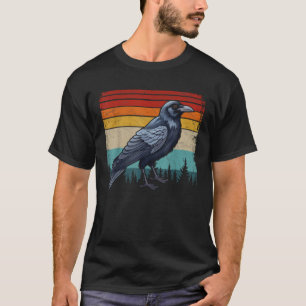 Camiseta Pájaro Cuervo Vintage Estilo Retro Deteriorado Cue