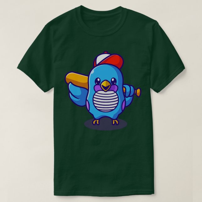 Camiseta Pájaro Cuto Con Gorra Que Sostenía Al Personalizad (Diseño del anverso)