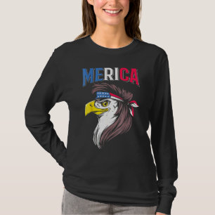 Camiseta Pájaro De Águila Mullet Bandera Estadounidense 4 D