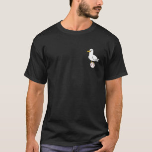 Camiseta Pájaro de béisbol divertido Gaviota sosteniendo bé