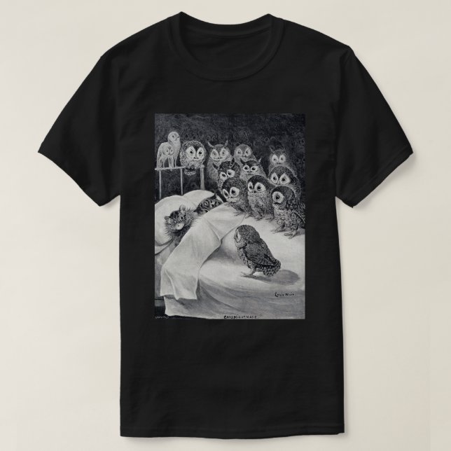 Camiseta Pájaro de búho gato nocturno, Louis Wain (Diseño del anverso)