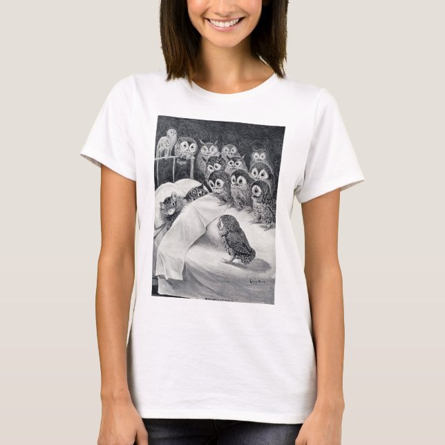 Camiseta Pájaro de búho gatos, Louis Wain (Anverso)