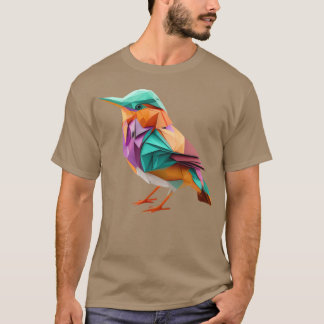 Camiseta Pájaro de color originami luz artesanal para gi