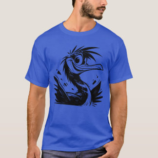 Camiseta Pájaro De Cormorant Con Ojos Grandes Esbozo De Láp