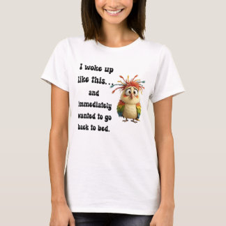 Camiseta Pájaro de Dibujos Animados Aturdido – Ave Colorida