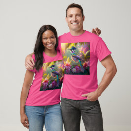 Camiseta Pájaro de Fantasía Ave Araña Alucinada Creste Azul
