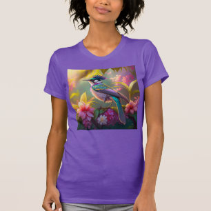 Camiseta Pájaro de Fantasía Ave Araña Alucinada Creste Azul