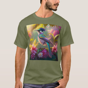 Camiseta Pájaro de Fantasía Ave Araña Alucinada Creste Azul