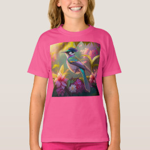 Camiseta Pájaro de Fantasía Ave Araña Alucinada Creste Azul