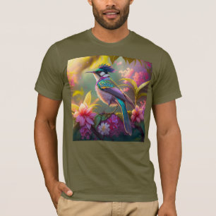 Camiseta Pájaro de Fantasía Ave Araña Alucinada Creste Azul