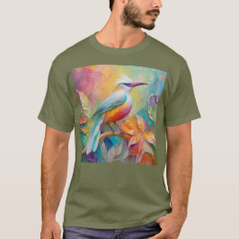 Camiseta Pájaro de Fantasía de Pechuga Roja con Billar Rosa