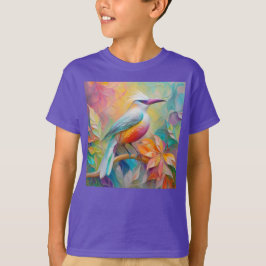 Camiseta Pájaro de Fantasía de Pechuga Roja con Billar Rosa
