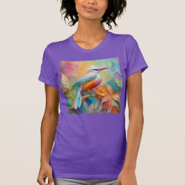 Camiseta Pájaro de Fantasía de Pechuga Roja con Billar Rosa