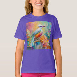 Camiseta Pájaro de Fantasía de Pechuga Roja con Billar Rosa