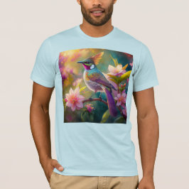 Camiseta Pájaro de fantasía Jay Arcoíris con cresta naranja