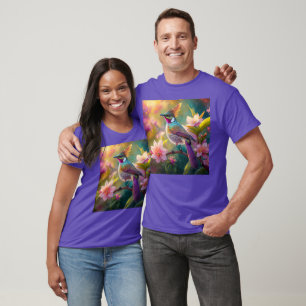Camiseta Pájaro de fantasía Jay Arcoíris con cresta naranja