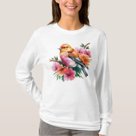 Camiseta Pájaro de Flor Rosa